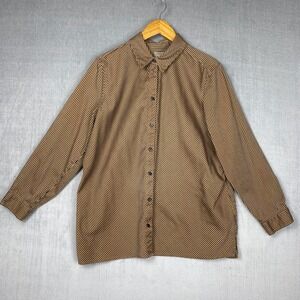 Chicos Button Up Womens 2 Large Striped Long Sleeve Preppy Chic Office Academia